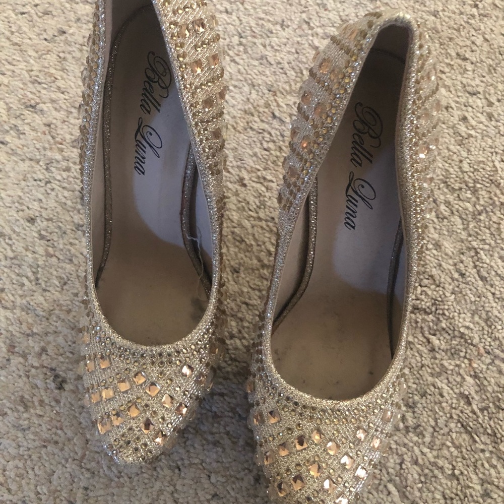 Gold stud heels